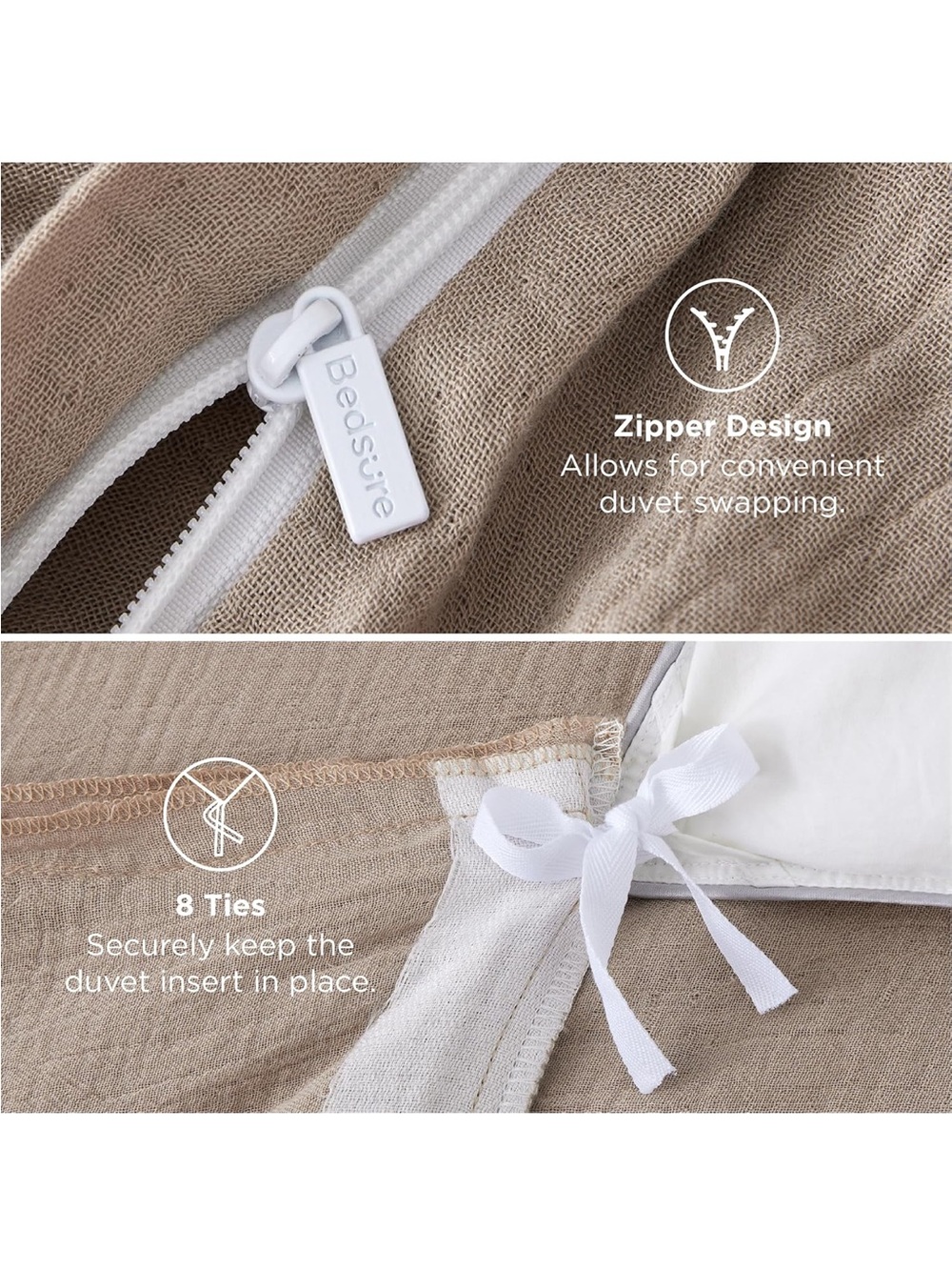 NEW Bedsure PureWoven Muslin Duvet Cover, Cooling for’Hot Sleepers OEKO-TEX cert - Picture 5 of 9